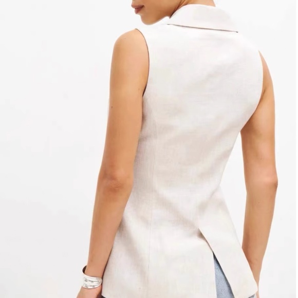 NEW Reformation Billie Linen Top Vest - Oatmeal - Picture 3 of 7